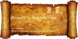 Missák Boglárka névjegykártya